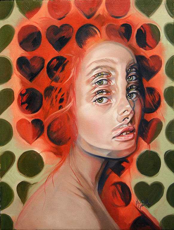 Queen of Double Eyes, Alex Garant, art, optical illusion, surreal